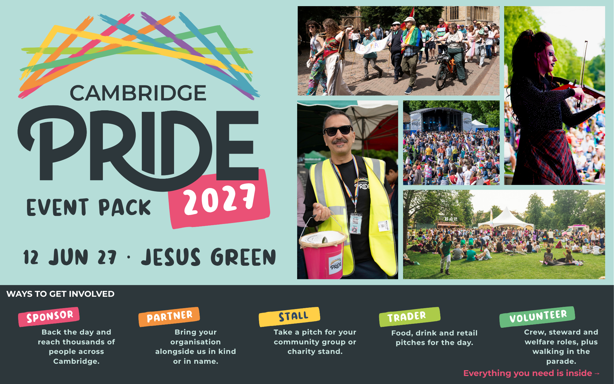 Front cover of the Cambridge Pride 2027 Event Pack